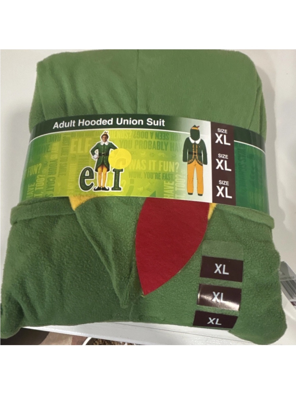 Adult Hooded ELF Union Suit - Green (XL)